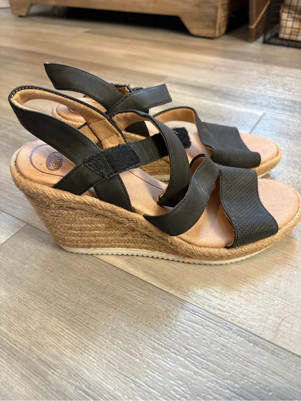Dr. Scholl's Black Strappy Wedge Sandals